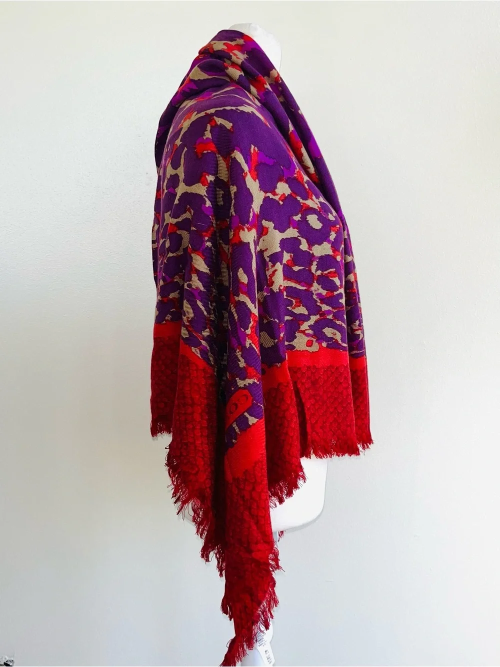 Coach Ocelot Animal Print Square Shawl Scarf NWT Accessory Purple Red 52”X 52”